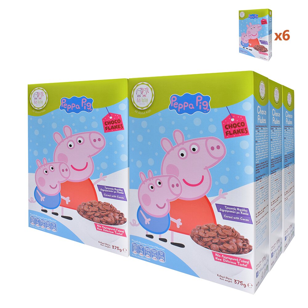 Kids Valley Δημητριακά Peppa Pig Choco Flakes 375g x6